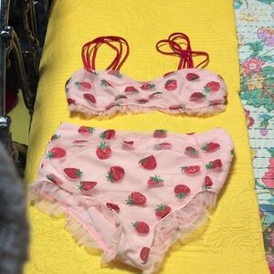 Strawberry Print Bikini Set